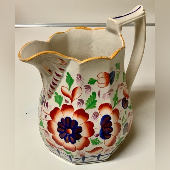 19th Century Antique Gaudy Welsh Grape Pattern Hand Painted Luster Pitcher Jug - Picture 6 of 16